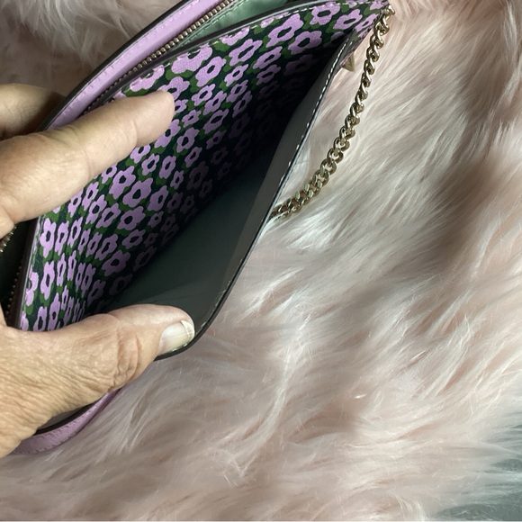 Kate spade crossbody a in purple and green floral with chain and leather strap - Picture 5 of 8